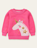 Animal Unicorn Appliqu¡§| Embroidered Sweatshirt - CCMOM