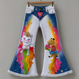 Lucky Sale-Children's flared pants with colorful cat and capybara patterns