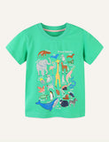 Cartoon Animal Print round Neck Short Sleeve Top