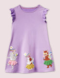 Baby Girl Dinosaur Appliqu¡§| Flutter-sleeve Dress - CCMOM