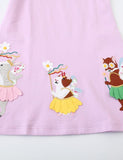 Baby Girl Dinosaur Appliqu¡§| Flutter-sleeve Dress - CCMOM
