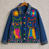 Lucky Sale-Children's Colorful Line-Art Cat Jacket