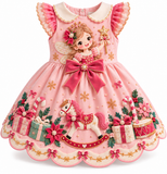 Lucky sale-Cute Little Girl’s Christmas Gift Box Set – Dress with Rocking Horse Motif