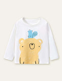 Bear and Squirrel Printed Long-Sleeved T-shirt - CCMOM