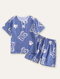 Bear Letter Printed Short-Sleeve Pajamas - CCMOM