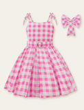 Bow Belt Plaid Party Dress - CCMOM