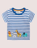 Boy Animal Embroidered Stripe Short Sleeves Tee - CCMOM