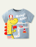 Boy Cartoon Dinosaur Patch T-shirt - CCMOM