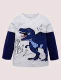 Boy T-Rex Appliqu¡§| Fake Two-Piece T-shirt - CCMOM