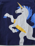 Boy Unicorn Appliqu¡§| Crew Neck T-shirt - CCMOM