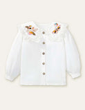 Butterfly Flower Embroidered Strap Dress & Long Sleeve Shirt - CCMOM