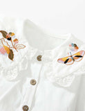 Butterfly Flower Embroidered Strap Dress & Long Sleeve Shirt - CCMOM