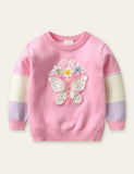 Butterfly Flower Striped Sweater - CCMOM