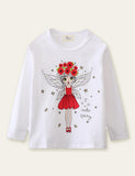 Butterfly Girl Printed Long Sleeve T-shirt - CCMOM