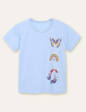 Butterfly Rainbow Unicorn Printed T-shirt - CCMOM