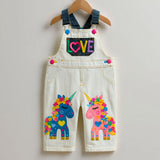 Lucky Sale-Children's Colorful "LOVE" Unicorn Print Overalls