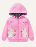 Warm and Cute Affixed Cloth Embroidered Hooded Kids' Overcoat