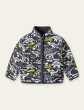 Cartoon Dinosaur Pattern Printed Polar Fleece Zipper Jacket - CCMOM