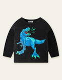 Cartoon Dinosaur Printed Long-Sleeved T-shirt - CCMOM