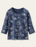 Cartoon Dinosaur Printed Long-Sleeved T-shirt - CCMOM