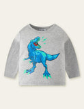 Cartoon Dinosaur Printed Long-Sleeved T-shirt - CCMOM
