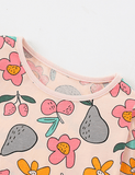 Cartoon Flower and Fruit Printed Long Sleeve T-shirt - CCMOM
