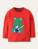 Cartoon Frog Appliqu¡§| Long Sleeve T-shirt - CCMOM