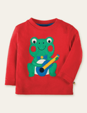 Cartoon Frog Appliqu¡§| Long Sleeve T-shirt - CCMOM