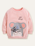 Cartoon Koala Appliqu¡§| Long Sleeve Sweatshirt - CCMOM