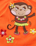 Cartoon Monkey Embroidered Flower T-shirt Set - CCMOM