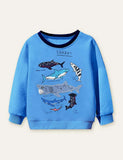 Cartoon Shark Appliqu¡§| Sweatshirt - CCMOM