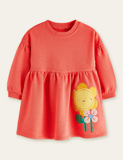 Cartoon Sunflower Appliqu¡§| Long Sleeve Dress - CCMOM
