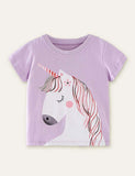 Cartoon Unicorn Printed T-shirt - CCMOM