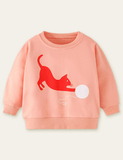 Cat and Fur Ball Printed Sweatshirt - CCMOM