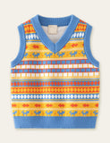 Cat Cartoon Striped Sweater Vest - CCMOM