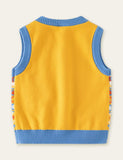 Cat Cartoon Striped Sweater Vest - CCMOM