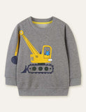 Cat Excavator Printed Long-Sleeved Sweatshirt - CCMOM