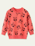 Cat Floral Print Long Sleeve Pullover - CCMOM