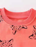 Cat Floral Print Long Sleeve Pullover - CCMOM