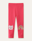 Cat Rainbow Appliqu¡§| Leggings - CCMOM