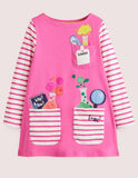 Ccmom Toddler Girl Artist Appliqu¡§| Pocket Casual Dress - CCMOM