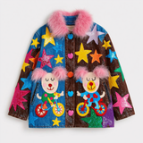Lucky Sale-Children's colorful star and puppy print coat