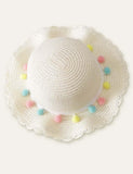Color Fur Ball Vacation Straw Hat - CCMOM