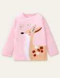Cute Deer Appliqu¡§| Long Sleeve T-shirt - CCMOM
