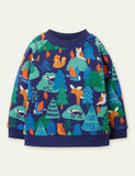 Cute Floral Print Long Sleeve Pullover Sweatshirt