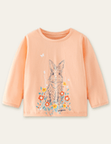 Cute Long-Sleeved Rabbit Printed T-shirt - CCMOM