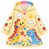 Lucky sale-Children's coat with a colorful cartoon strawberry-dinosaur pattern