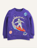 Lucky Sale-Astronaut Affixed Cloth Embroidered Pullover