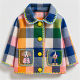 Lucky Sale-Children's colorful plaid coat with puppy pattern