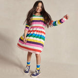 Rainbow Striped Long Sleeve Dress